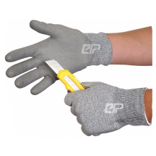 HPPE Fiberglass Liner PU Coated Work Gloves Cut 5 Resistents